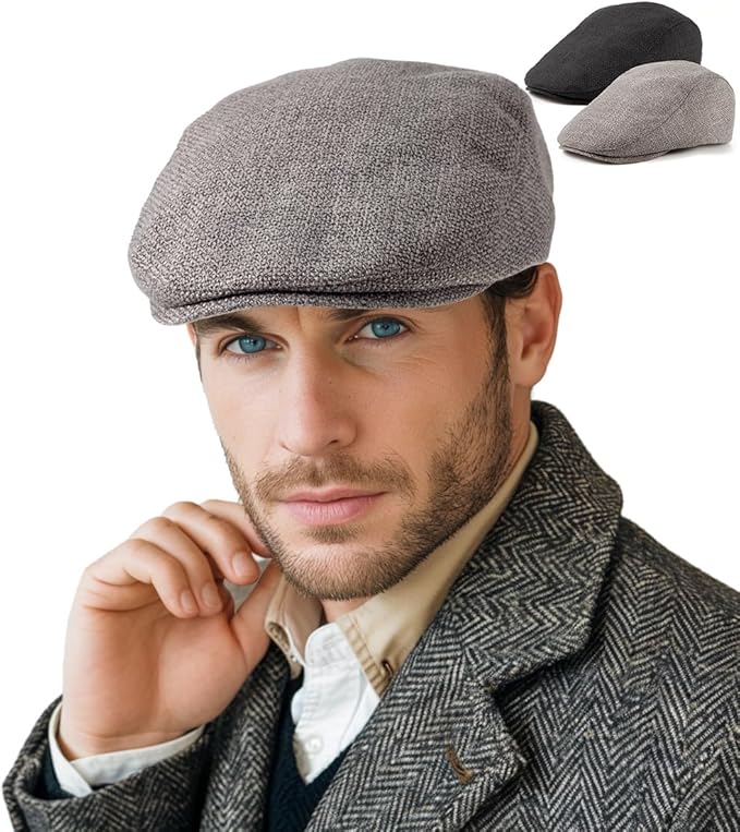 LADYBRO 2Pack Unisex Flat Cap Newsboy Hats for Men Women, Summer Casual Adjustable