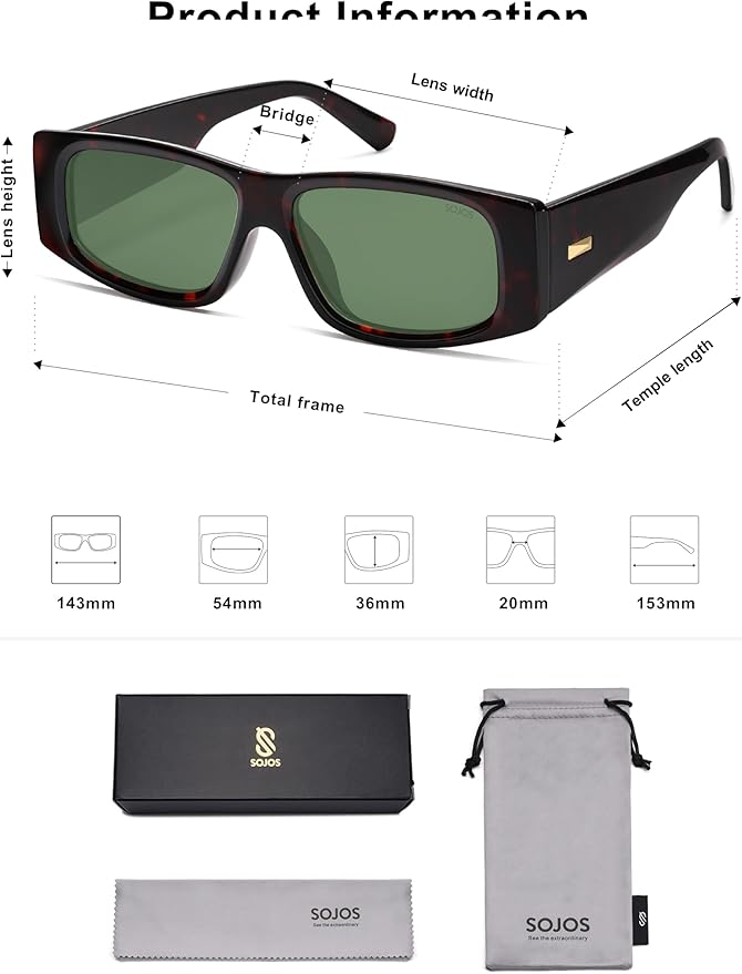 SOJOS Trendy Y2K Rectangle Polarized Sunglasses for Women Men Fashion Designer Rave Sunglasses SJ2228