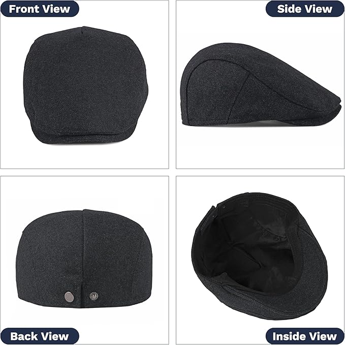 KUJUHA Newsboy Hats for Men Flat Irish Cabbie Ivy Gatsby Newsboy Driving Hat Hunting Cap Winter Hat