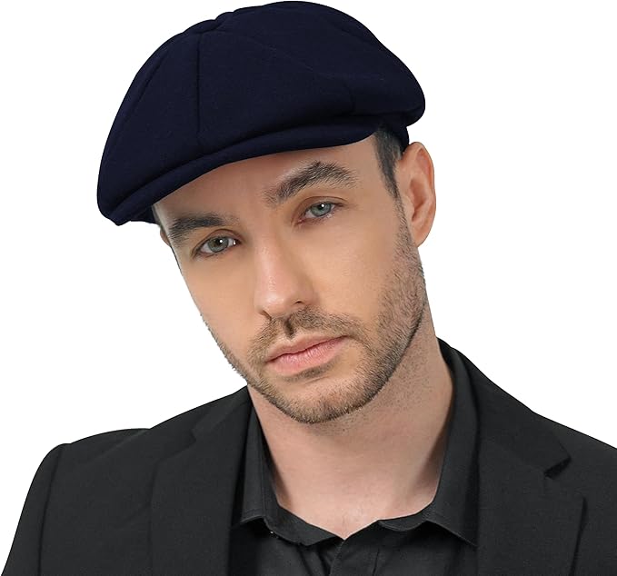 POUDAY Wool Blend Newsboy Cap for Men Irish Cap Newsboy Hat Newsies Cabbie Hat