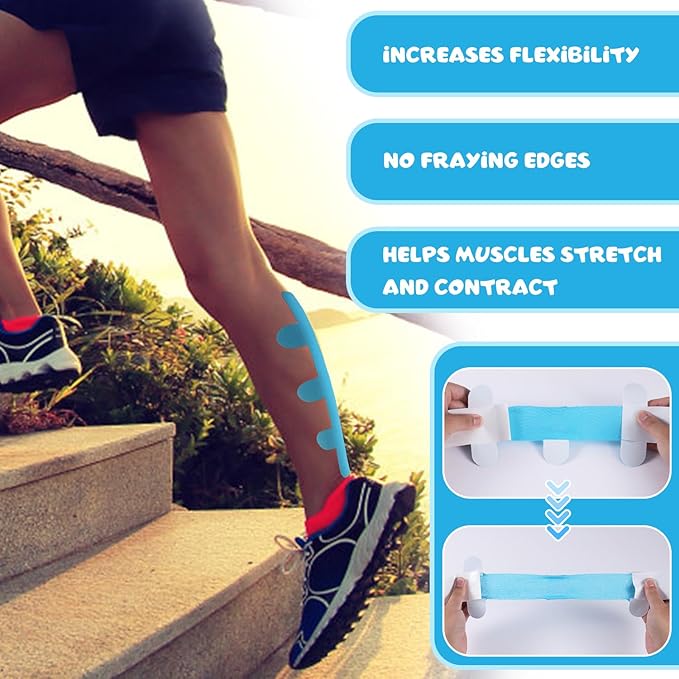 10pcs Precut Tape for Achilles Tendon, Breathable Latex-Free Athletic Tape, Elastic Sports Tape Strips, Patch Provides Stability for Achilles and Muscle Support