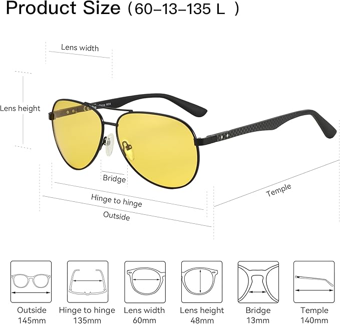 ZENOTTIC Polarized Aviator Sunglasses for Men Carbon Fiber Temple Pilot Sun Glasses with Mirrored Lens UV Protection