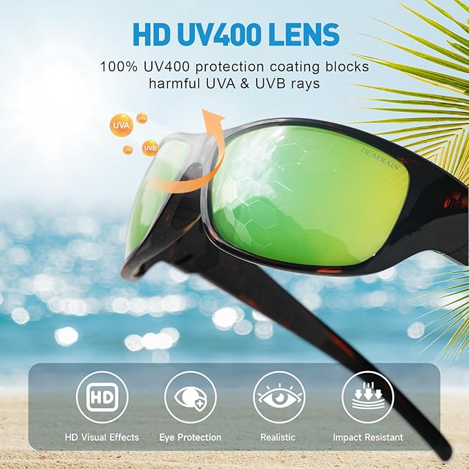 DEAFRAIN Polarized Sports Sunglasses for Men Women Driving Fishing Cycling Running UV Protection