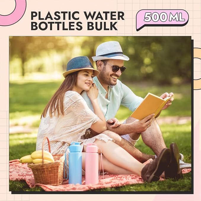 Mifoci 20 Pieces Water Bottle Bulk 17 oz Plastic Water Bottles Bulk Gym Sports Adults Reusable Large Bottles with Leak Proof Flip Top for Party Outdoor (Regular Style,Macaron Colors)