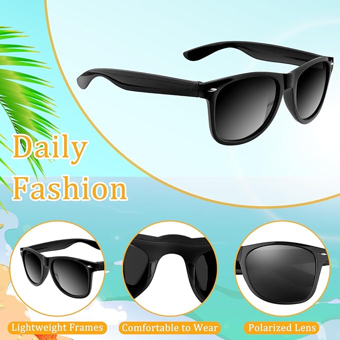 ASTARON Black Sunglasses Bulk, 6/12/24/48 Pack Sunglasses Party Favors for Summer Beach Pool Birthday Wedding Party Supplies
