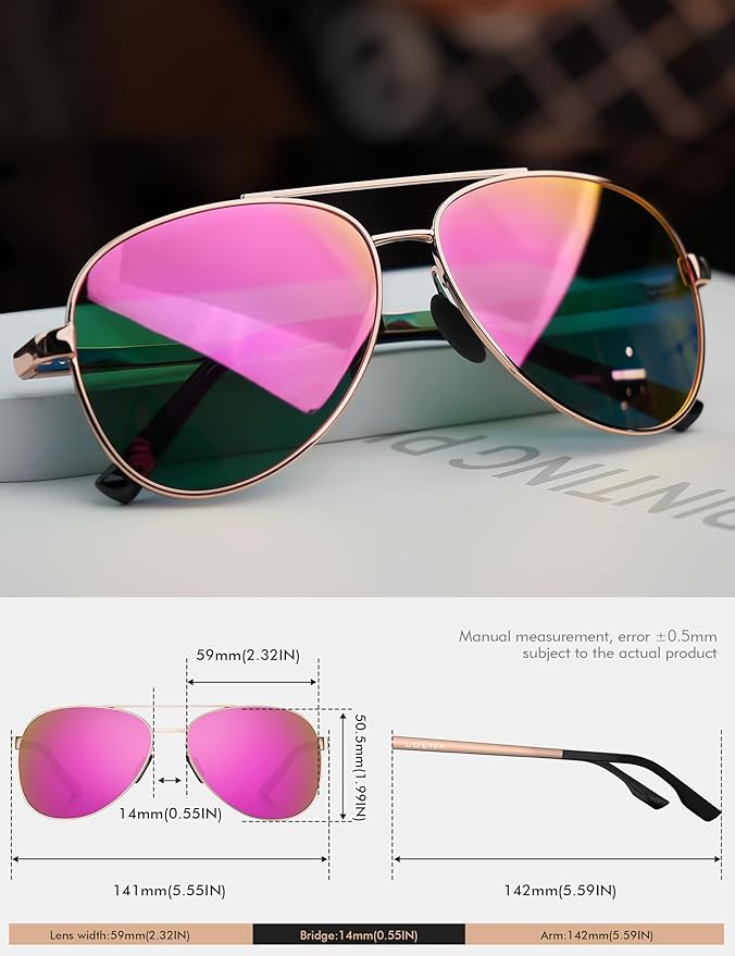 LUENX Aviator Sunglasses for Men Women Polarized - UV400 Protection, Stylish Shades, Driving, Outdoor Activities