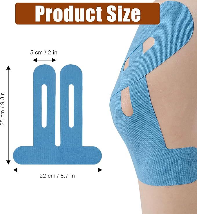 10Pcs Kinesiology Tape for Knees,Athletic Tape,Waterproof & Breathable Kinesio Tape,Elastic Sports Tape for Knee Pain Relief,Kinesiology Tape Precut,Knee Tape,Muscle Tape for Knee Support (Blue)