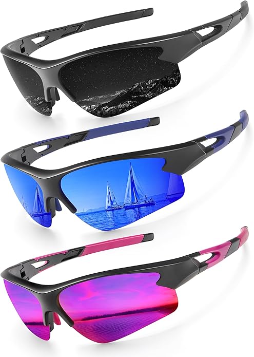 KALIYADI Sports Sunglasses for Men, Polarized Sun Glasses for Men Women Youth Baseball Softball with UV Protection