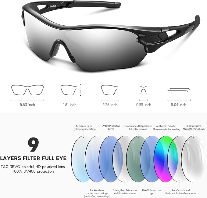 BEACOOL Polarized Sports Sunglasses for Men Women Youth Baseball Cycling Running Driving Fishing Golf Motorcycle TAC Glasses