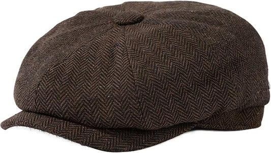 TOP-EX L/XL/XXL Wool Tweed Newsboy Cap for Men Paperboy Warm Winter Hat Vintage Flat Ivy Cabbie Gatsby Cap