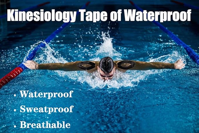 4 Pack Kinesiology Tape 16ft Latex Free Elastic Waterproof Breathable Athletes Sports Tape for Knees, Ankles, Elbow, Pain Relief and Shoulder Muscle (Black, Skin)