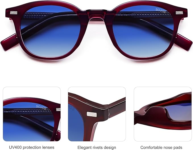 SOJOS Retro Square Sunglasses for Women Men Vintage Shades UV Protection Sunnies SJ2316