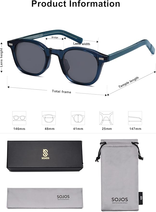 SOJOS Retro Square Sunglasses for Women Men Vintage Shades UV Protection Sunnies SJ2316