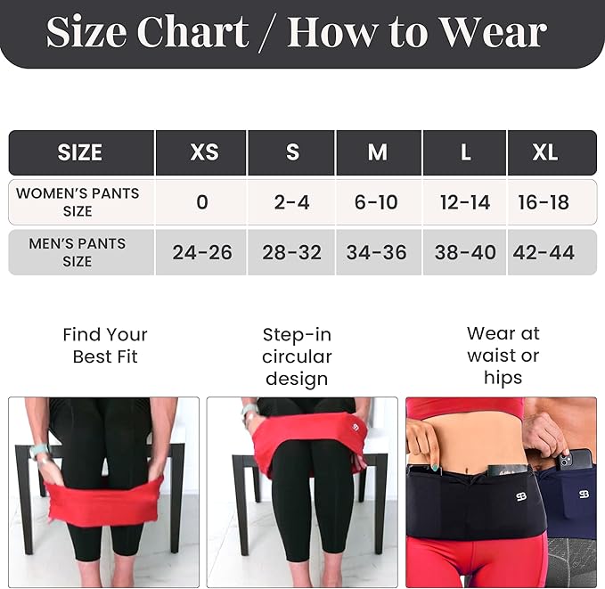 StashBandz Running Belt for Women & Men – No-Bounce Fanny Pack with 4 Secure Pockets & Zipper for Phone, Money & Essentials – Flip Belt Style Design for Running, Travel & Everyday Use