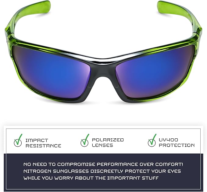 Nitrogen Polarized Wrap Around Sport Sunglasses for Men Women UV400 Driving Fishing Running Sun Glasses