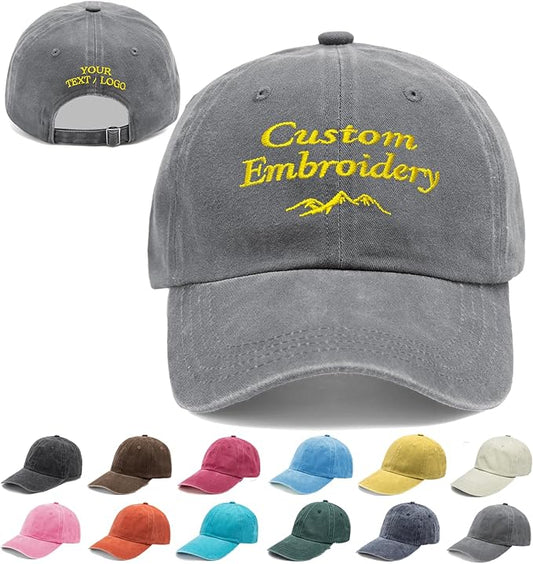 Custom Embroidered Hats, Personalized Embroidery Baseball Caps Add Your Logo Text Gift for Men Women