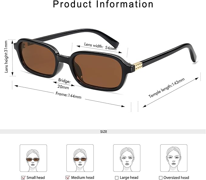 Retro Rectangular Sunglasses for Women Vintage Fashion Trendy Funny Small 90s Square Sunnies 2025 AP3698