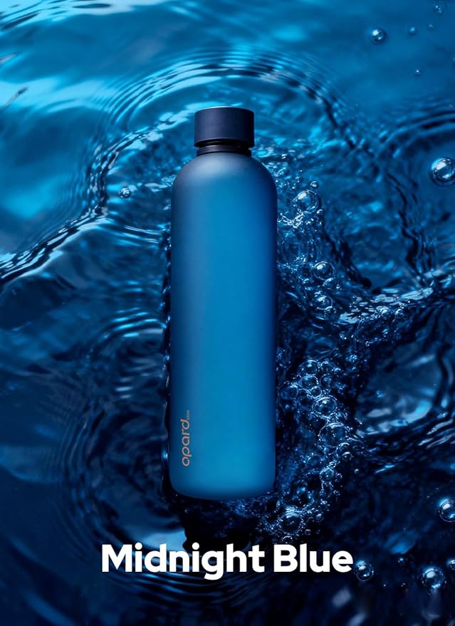 Opard Slim Water Bottle 32oz, Dishwasher Safe Plastic Water Bottle BPA-Free, Leakproof Screw Top, Midnight Blue, Reusable for Travel School Sport Gym Hiking