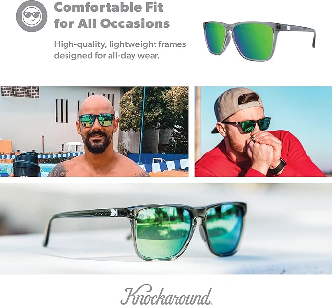 Knockaround Fast Lanes and Fast Lanes Sport Polarized Lightweight Sunglasses for Men & Women - UV400 Protection - Running