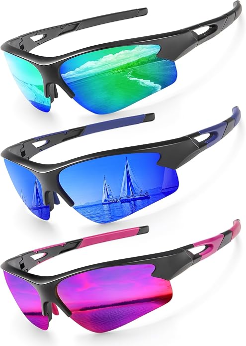 KALIYADI Sports Sunglasses for Men, Polarized Sun Glasses for Men Women Youth Baseball Softball with UV Protection