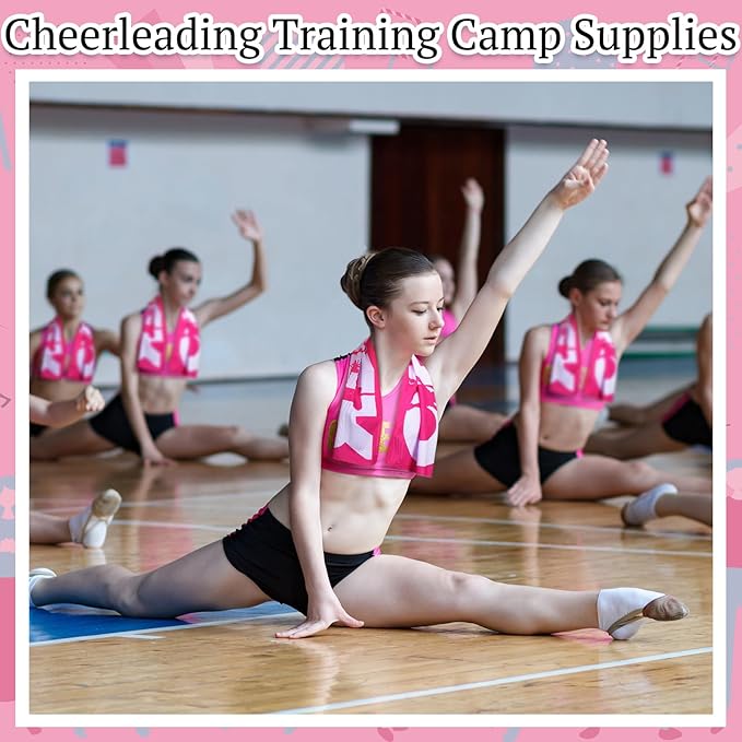 12 Pcs 12/24 Pcs Cheerleader Cooling Towel Cheer Gifts Bulk for Team Cheer Sports Gifts with Bags 40" x 12" Breathable Chilly Microfiber Cooling Towel for Yoga Sport Gym Party Favor (Pink)