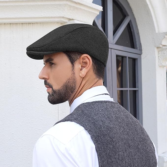 Men's Adjustable Newsboy Hat Classic Flat Gatsby Cabbie Ivy Cap for Golf Driving Winter