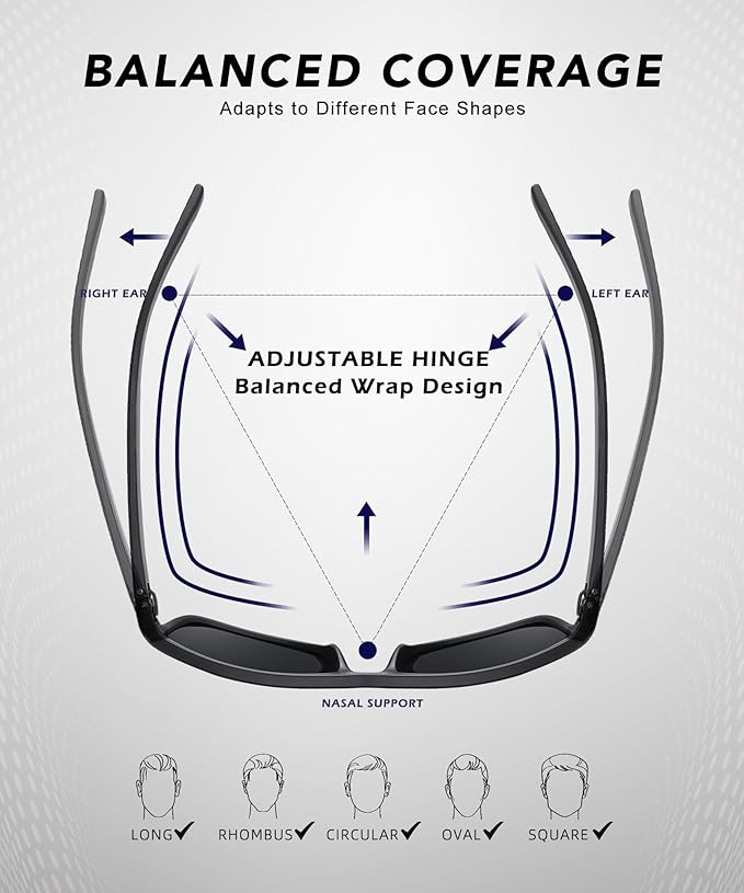 Polarized Sunglasses Men, Mens Sunglasses Polarized UV protection Lightweight Sun Glasses for Driving Fishing Golf