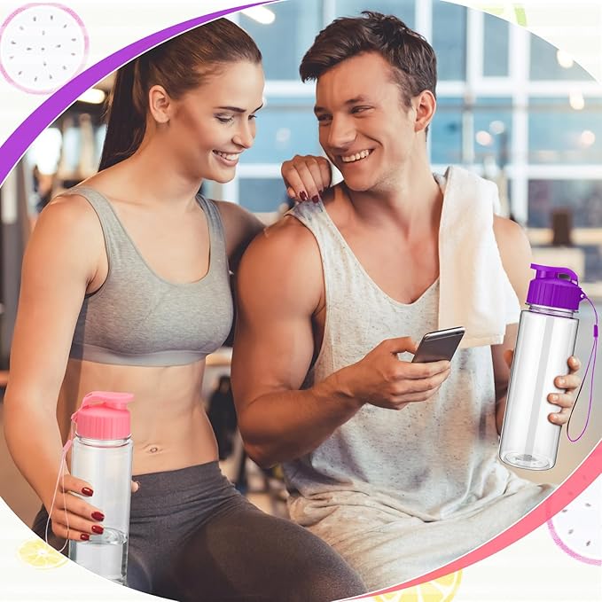 Domensi 50 Pieces Plastic Water Bottle Bulk 17 oz Sports Adults Reusable Large Water Bottles with Leak Proof Flip Top for Adults Fitness(Multicolor)