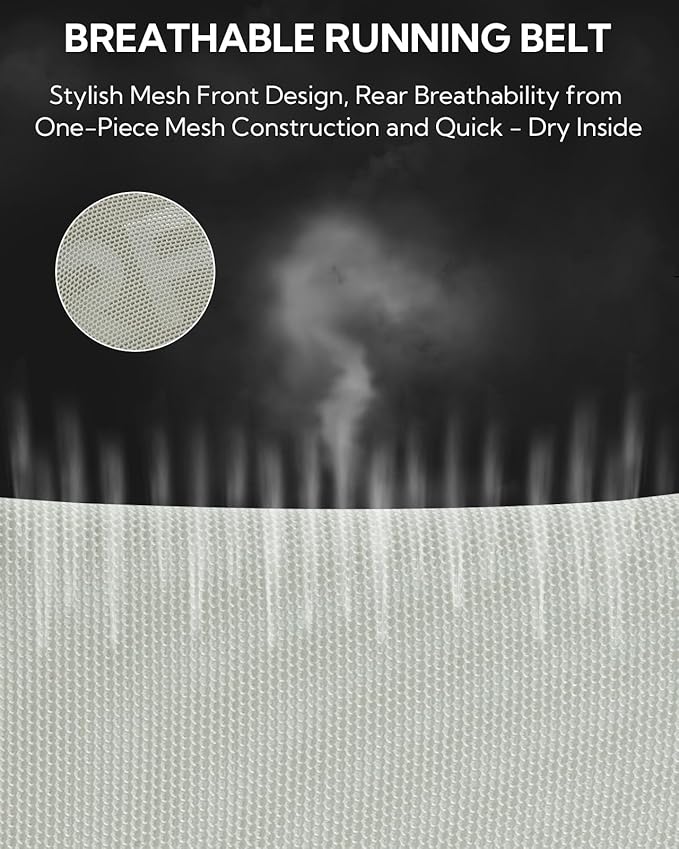 WATERFLY Running Belt Fanny Pack: Breathable 3 Pocket Waist Bag for Men Women Workout Exercise Fitness Phone Holder Fits All Phones - Runner Marathon Jogging Race Belt with Bib Clip Gray