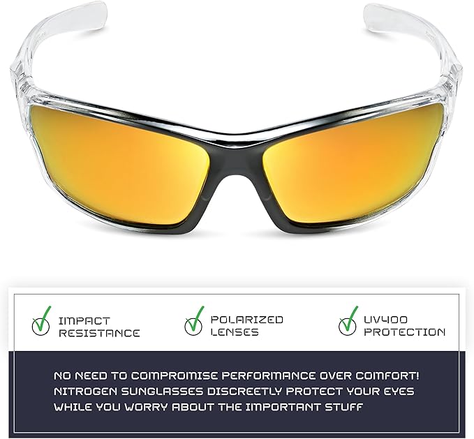 Nitrogen Polarized Wrap Around Sport Sunglasses for Men Women UV400 Driving Fishing Running Sun Glasses