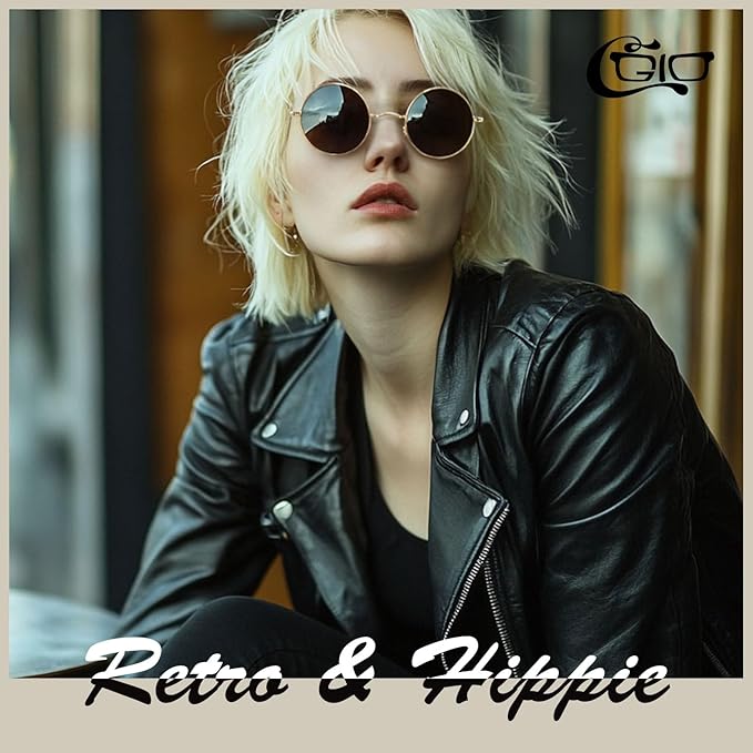 CGID Retro Round Polarized Sunglasses Mens Womens Circle Metal Hippie Shades UV400 Protection E01