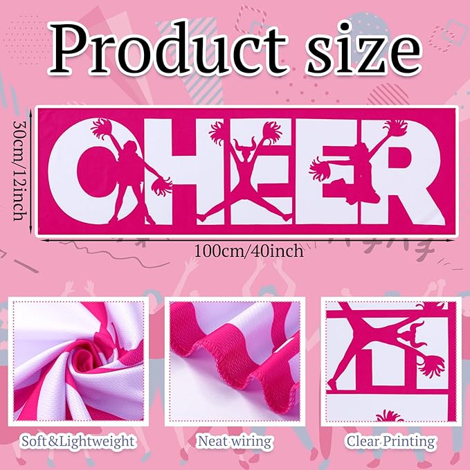 12 Pcs 12/24 Pcs Cheerleader Cooling Towel Cheer Gifts Bulk for Team Cheer Sports Gifts with Bags 40" x 12" Breathable Chilly Microfiber Cooling Towel for Yoga Sport Gym Party Favor (Pink)