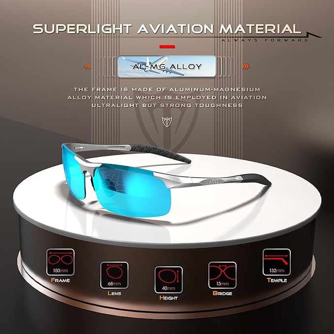 ATTCL Men's Fashion Driving Polarized Sunglasses for Men - Al-Mg metal Ultralight Frame