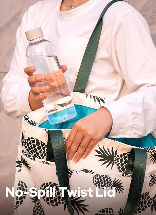 Opard Slim Water Bottle 27oz, Dishwasher Safe Plastic Water Bottle BPA-Free, Leakproof Screw Top, Clear Cream, Reusable for Travel School Sport Gym Hiking