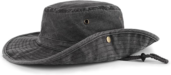 Zylioo XXL Boonie Sun Hats Washed,Oversized Wide Floppy Brim Hiking Hat for Big Heads,Large Cooling Hats with Chin Strap