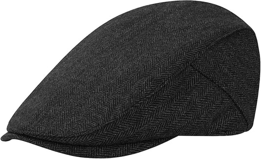 Men's Newsboy Cap Wool Blend Classic Herringbone Tweed Flat Caps Gatsby Cabbie Hats Ivy Irish Hat