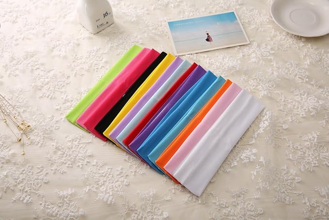 14pcs Mixed Colors Yoga Sports Headbands for Women - Soft Elastic Stretch Girls Athletic Headbands