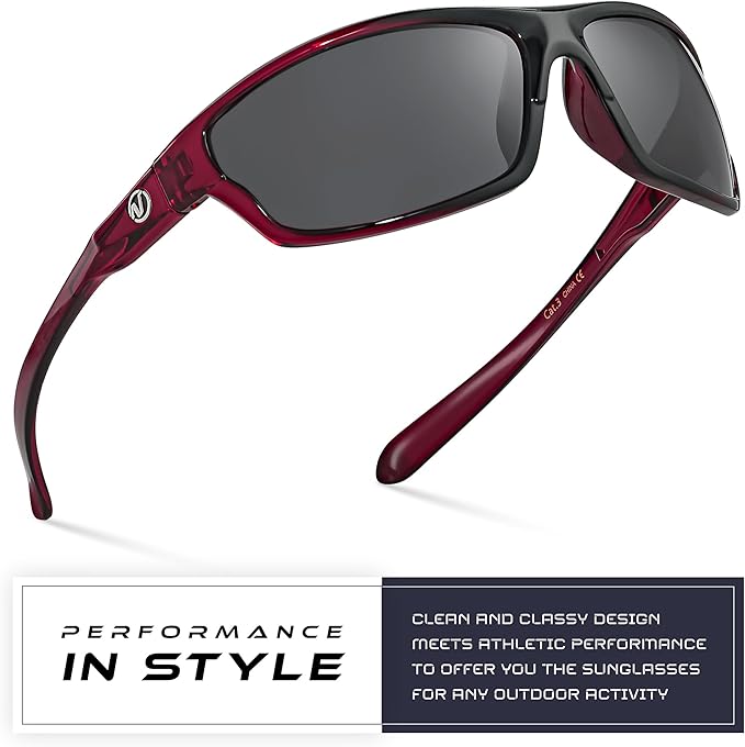 Nitrogen Polarized Wrap Around Sport Sunglasses for Men Women UV400 Driving Fishing Running Sun Glasses