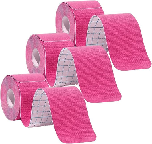 3 Rolls Kinesiology Tape Precut, Athletic Sports Tape Adhesive for Muscles Ankle Neck Knee Shoulder Promotes Recovery and Providing Support, (Total 60 Precut Strips Red)