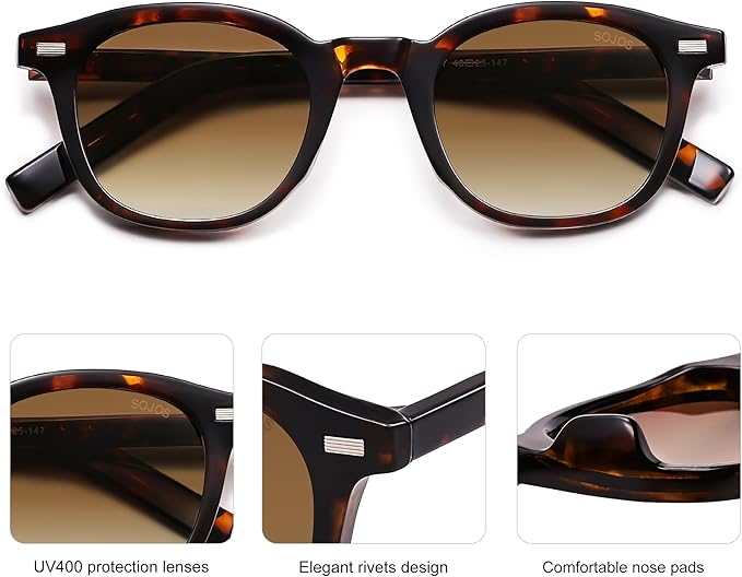 SOJOS Retro Square Sunglasses for Women Men Vintage Shades UV Protection Sunnies SJ2316