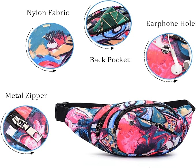 DAITET Crossbody Fanny Pack for Men&Women,Large Waist Bag & Hip Bum Bag with Adjustable Strap for Outdoors Workout Traveling Casual Running Hiking Cycling