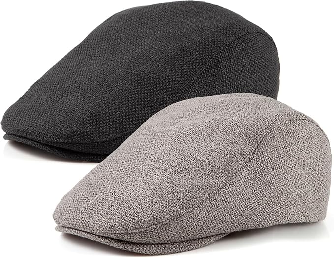 LADYBRO 2Pack Unisex Flat Cap Newsboy Hats for Men Women, Summer Casual Adjustable
