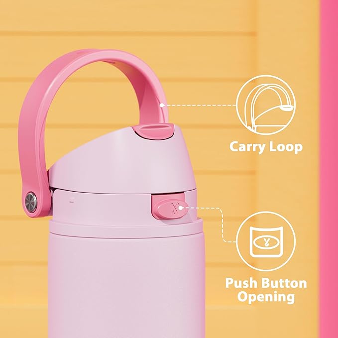 24 oz Insulated Water Bottle for Sports: Meoky Stainless Steel Water Bottle with 2-in-1 Straw and Spout Lid - Leak Proof, Cold for 24 Hours, Fits in Car Cup Holder, BPA-Free for Women Travel, Blush