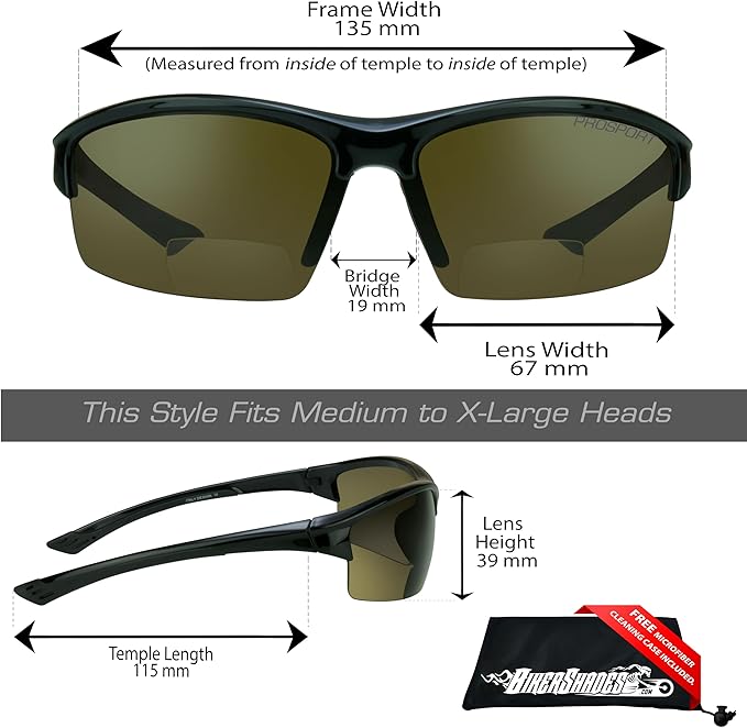 proSPORT Polarized Bifocal Reading Sunglasses Men Women Smoke Brown Lens Tinted Bi-Focal Reader