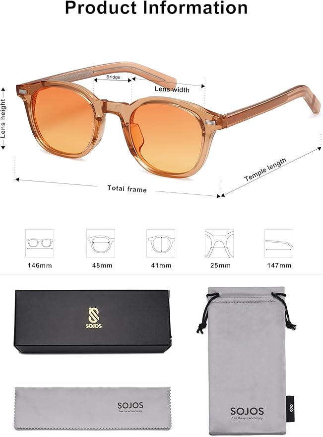 SOJOS Retro Square Sunglasses for Women Men Vintage Shades UV Protection Sunnies SJ2316