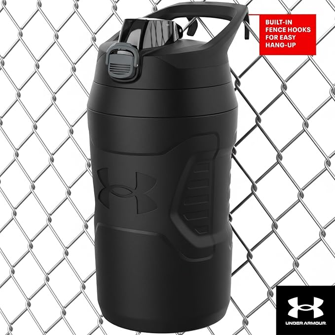 Under Armour 32 oz Insulated Water Bottles - Sports Water Jug with Fence Hook, Leak Resistant for Baseball, Football & More, 32 oz Insulated, White/Black