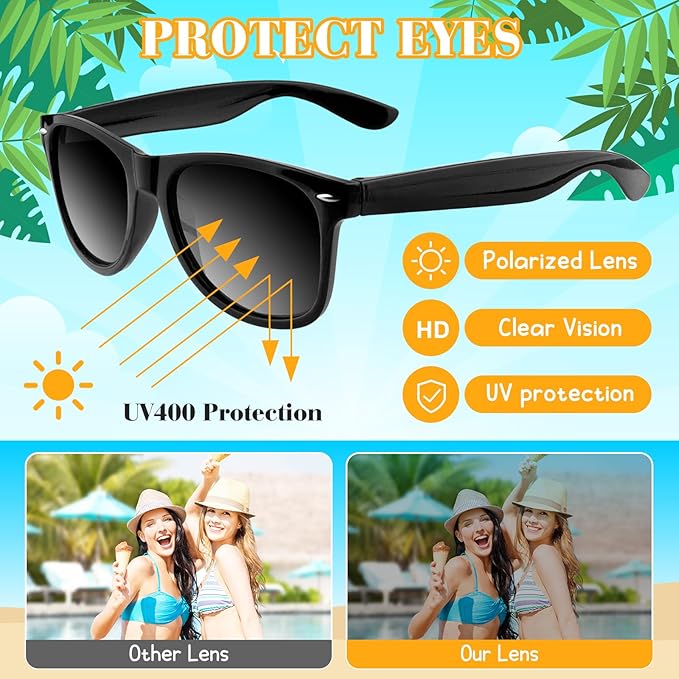 ASTARON Black Sunglasses Bulk, 6/12/24/48 Pack Sunglasses Party Favors for Summer Beach Pool Birthday Wedding Party Supplies