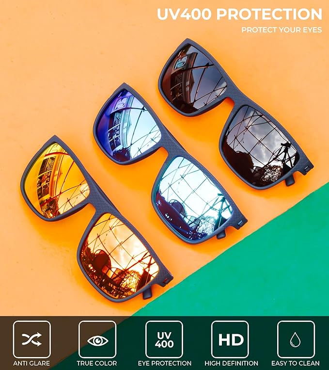 KALIYADI Polarized Sunglasses for Men, Lightweight Sun Glasses with UV Protection for Driving Fishing Golf