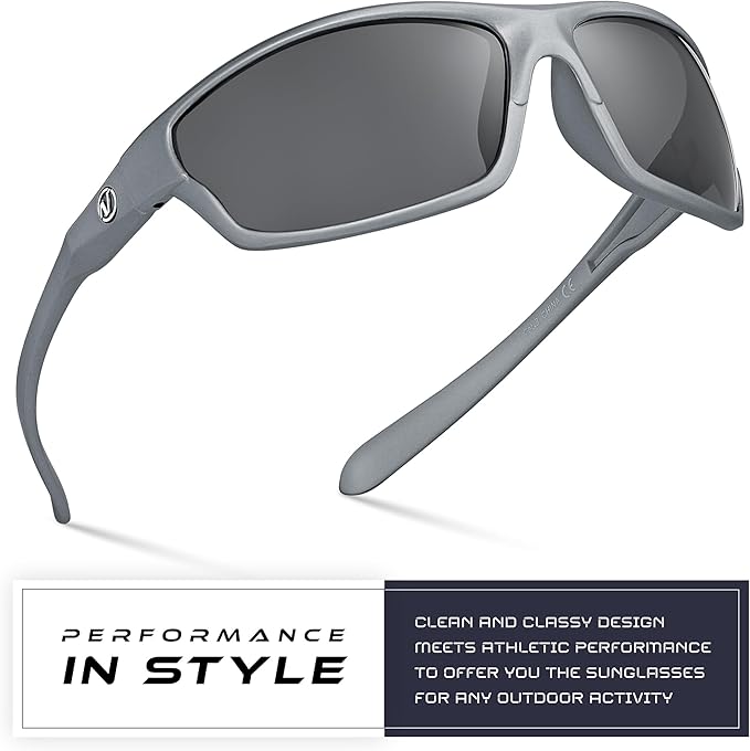 Nitrogen Polarized Wrap Around Sport Sunglasses for Men Women UV400 Driving Fishing Running Sun Glasses