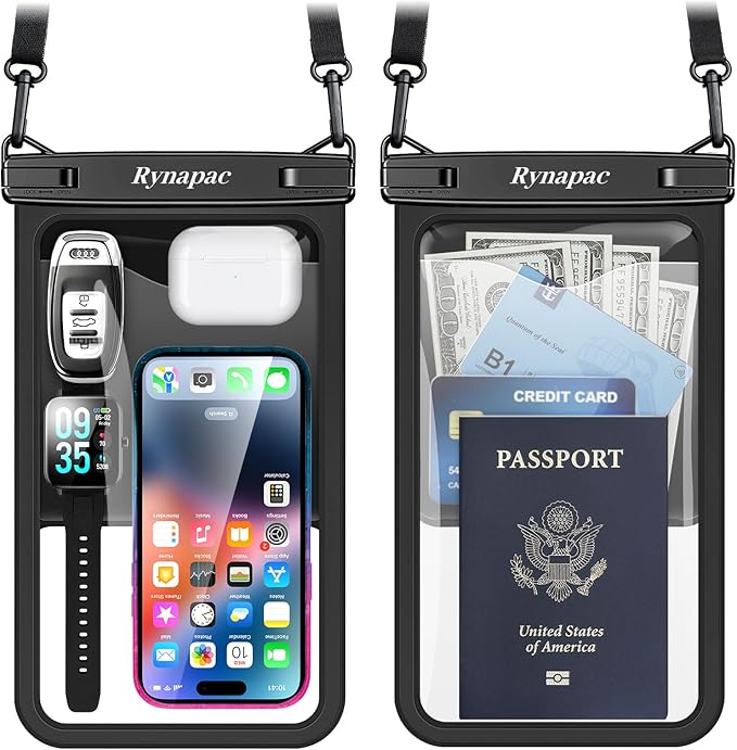 [Up to 10"] Large Waterproof Phone Pouch Bag - 2 Pack IPX8 Waterproof Phone Case for iPhone 17 16 15 Pro Max Galaxy S25 S24 Ultra, Touchscreen & Underwater Photography, Beach Cruise Travel Essentials